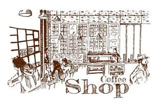caffè negozio mano disegnato vettore illustrazione