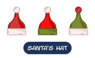 cartone animato Santa cappello illustrazione. impostato di variazione colori. eps 10 vettore