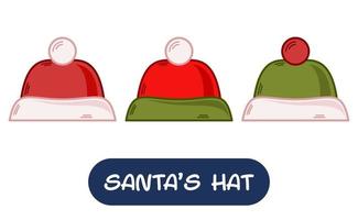 cartone animato Santa cappello illustrazione. impostato di variazione colori. eps 10 vettore