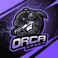 orca gamer esport portafortuna logo design vettore