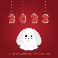 2023 anno di il coniglio. carino Natale coniglietto. simbolo di il Cinese nuovo anno. vettore illustrazione isolato su bianca sfondo