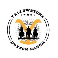 Yellowstone dutton ranch cowboy e cavalli nazione vettore