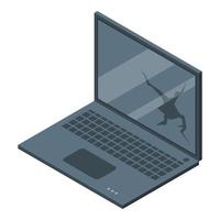 rotto il computer portatile icona, isometrico stile vettore