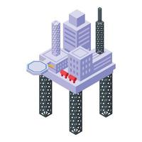 mare perforazione impianto stazione icona, isometrico stile vettore
