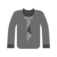 camicia con arco piatto in scala di grigi icona vettore