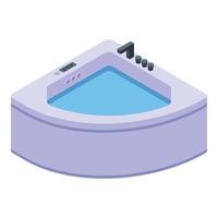 angolo vasca da bagno icona, isometrico stile vettore