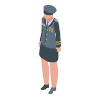 militare uniforme ragazza icona, isometrico stile vettore