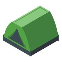 campo verde tenda icona, isometrico stile vettore