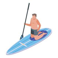 surfer icona, isometrico stile vettore