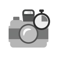 Timer su telecamera piatto in scala di grigi icona vettore