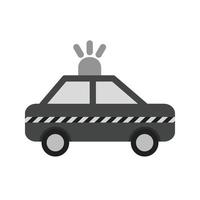 polizia auto piatto in scala di grigi icona vettore