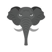 elefante viso piatto in scala di grigi icona vettore