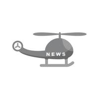 notizia elicottero piatto in scala di grigi icona vettore