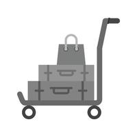 trasporto bagaglio piatto in scala di grigi icona vettore
