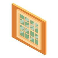 di legno finestra icona, isometrico stile vettore