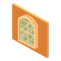 ristorante finestra icona, isometrico stile vettore
