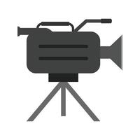 telecamera su In piedi piatto in scala di grigi icona vettore