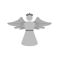 angelo piatto in scala di grigi icona vettore