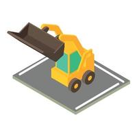 mini bulldozer icona, isometrico stile vettore