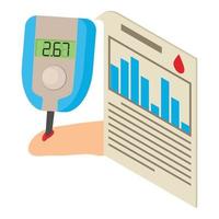 diabete monitoraggio icona, isometrico stile vettore