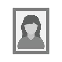 femmina ritratto piatto in scala di grigi icona vettore