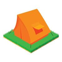 campeggio tenda icona, isometrico stile vettore