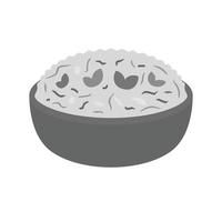 risotto piatto in scala di grigi icona vettore