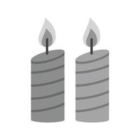 candele piatto in scala di grigi icona vettore