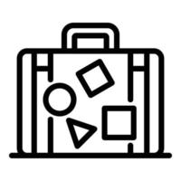 valigia con adesivi icona, schema stile vettore
