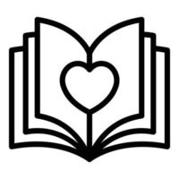 Aperto libro e cuore icona, schema stile vettore