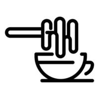 miele cucchiaio tè tazza icona, schema stile vettore
