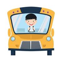 giallo scuola autobus con alunno vettore