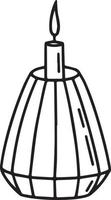 candela accesa nel candelabro.illustrazione vettoriale disegnata a mano in stile scarabocchio