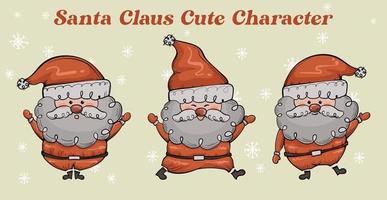 Santa Claus personaggio impostato 01 carino cartone animato illustrazione vettore