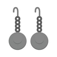 orecchini piatto in scala di grigi icona vettore