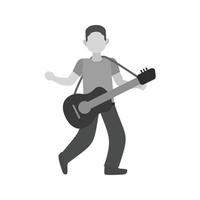 chitarra giocatore piatto in scala di grigi icona vettore