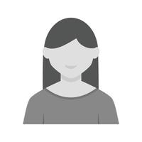 femmina utente piatto in scala di grigi icona vettore