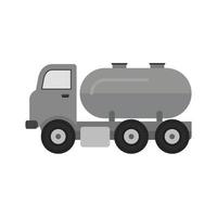 serbatoio camion piatto in scala di grigi icona vettore