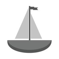 piccolo yacht piatto in scala di grigi icona vettore