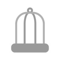 uccello gabbia piatto in scala di grigi icona vettore