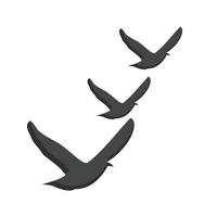 gregge di uccelli piatto in scala di grigi icona vettore
