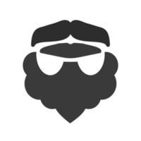 barba e baffi ii piatto in scala di grigi icona vettore