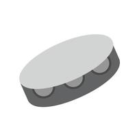 tamburello piatto in scala di grigi icona vettore