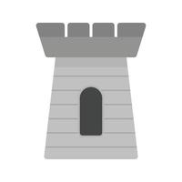 castello piatto in scala di grigi icona vettore