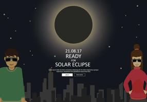 Coppie libere pronte a vedere l'illustrazione di Eclipse solare vettore