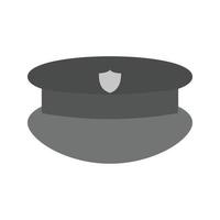 del poliziotto cappello piatto in scala di grigi icona vettore