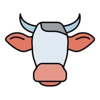 mucca testa corna icona colore schema vettore