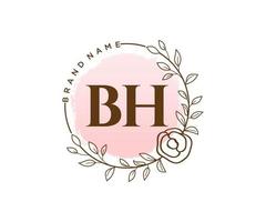 iniziale bh femminile logo. utilizzabile per natura, salone, terme, cosmetico e bellezza loghi. piatto vettore logo design modello elemento.