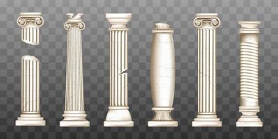antico rotto greco colonne, barocco pilastri vettore