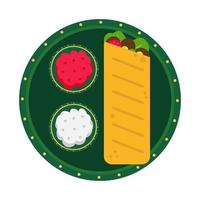 burrito icona isolato su bianca sfondo. piatto con salse. kebab icona. tradizionale messicano piatto su bianca sfondo. vettore